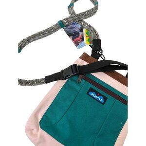 Kavu Rope Shoulder Bag Crossbody Messenger Expandable‎ Purse Brown/Pink NWT